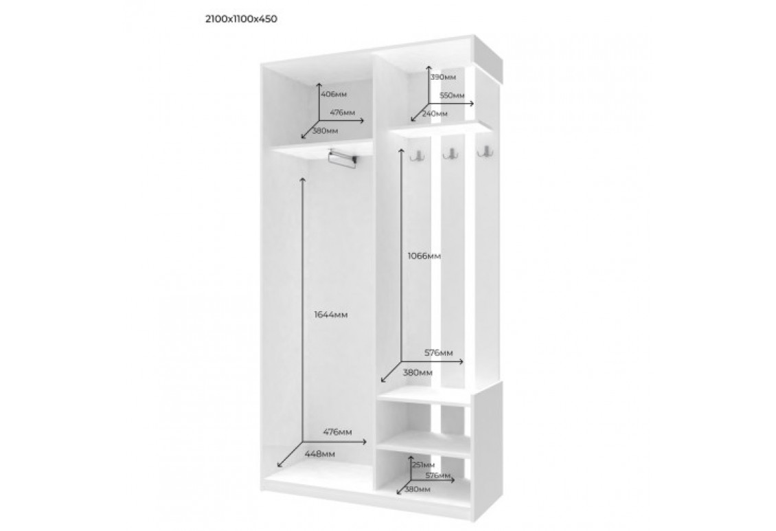 Передпокій City One Door 110х45х210 Білий